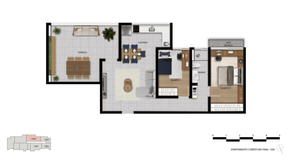 Apartamento 1 e 2 quartos - Lourdes - Aldea Bias Fortes - cobertura 4