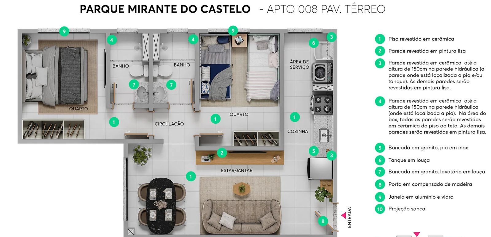 Revenda Imóveis MG - Apartamento 1 e 2 quartos - Castelo - Mirante Castelo - planta 2