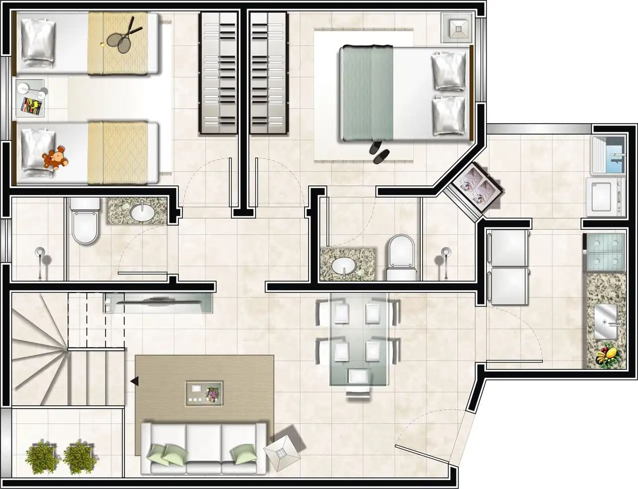 Revenda Imóveis MG - Apartamento 2 quartos - B. João Pinheiro - Condomínio Los Angeles - planta 1joao pinheiro2