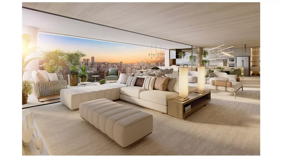 Revenda Imoveis MG - 4 quartos com suíte - Jardinaves Nova Lima - Place-Vendome-apto-tipo-final-2-sala-de-jantar-e-estar-com-varanda-panoramica-960x540