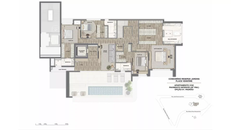 Revenda Imoveis MG - 4 quartos com suíte - Jardinaves Nova Lima - Place-Vendome-duplex-pavimento-inferior-3102-513m2-960x540
