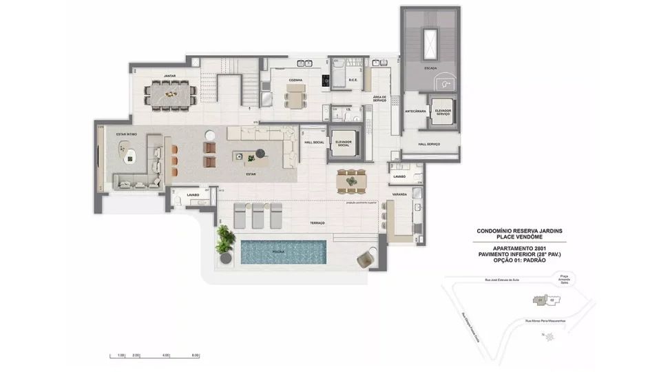 Revenda Imoveis MG - 4 quartos com suíte - Jardinaves Nova Lima - Place-Vendome-duplex-top-house-pavimento-inferior-2801-462m2-960x540
