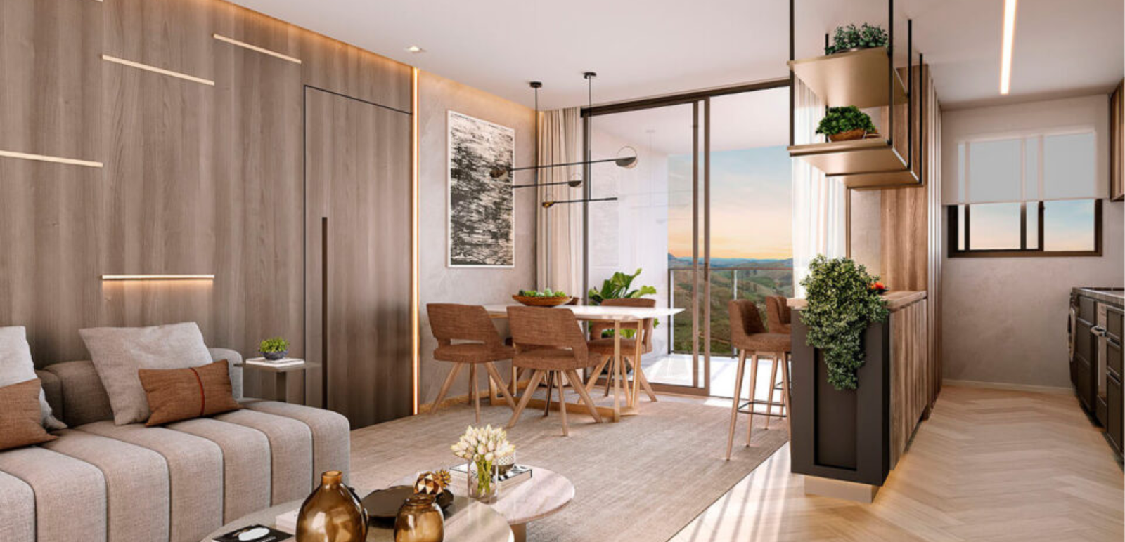 Apartamento 1 e 2 Suítes no Vila da Serra Skyline - Cozinha 2 suíte