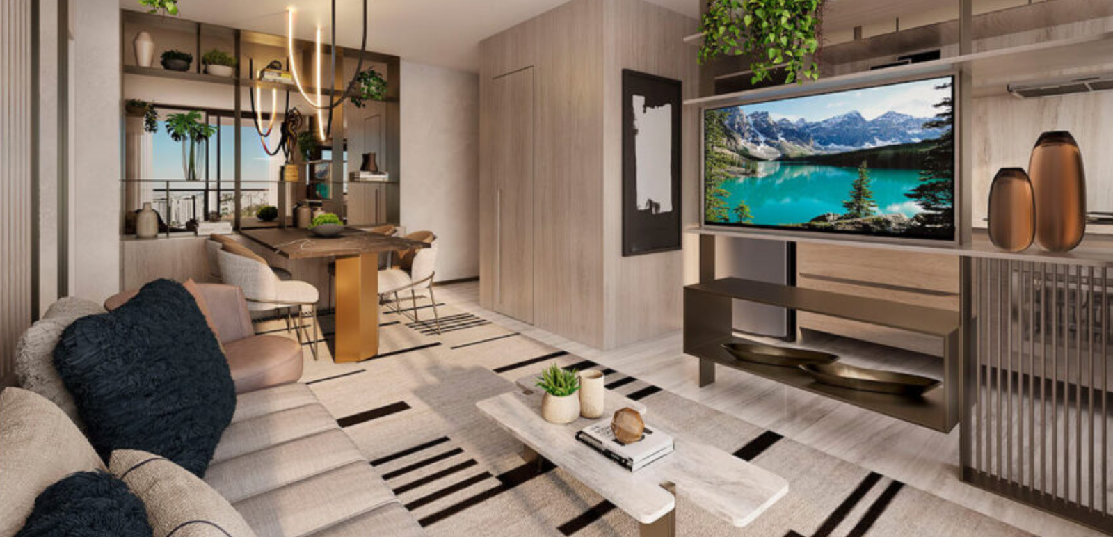 Apartamento 1 e 2 Suítes no Vila da Serra Skyline - Sala Ap 1 Suíte