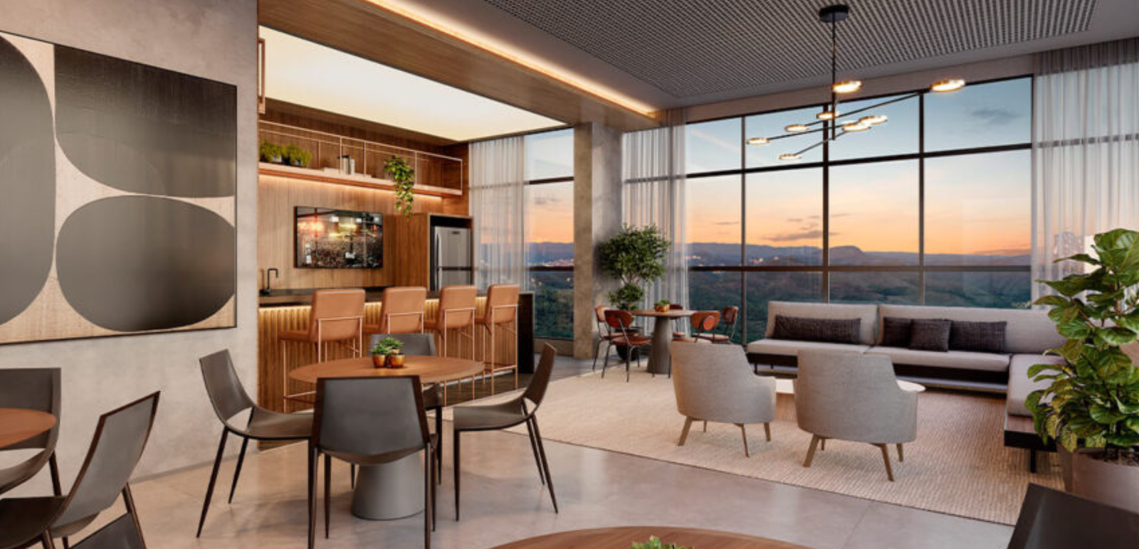 Apartamento 1 e 2 Suítes no Vila da Serra Skyline - Salão de Festas Rooftop