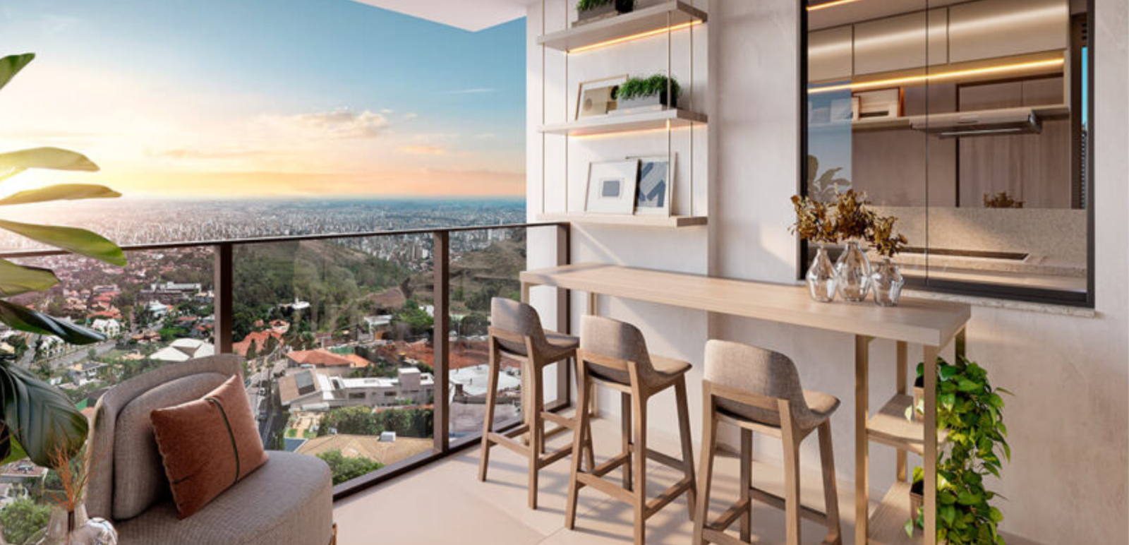 Apartamento 1 e 2 Suítes no Vila da Serra Skyline - Varanda Apartamento 2 Suite