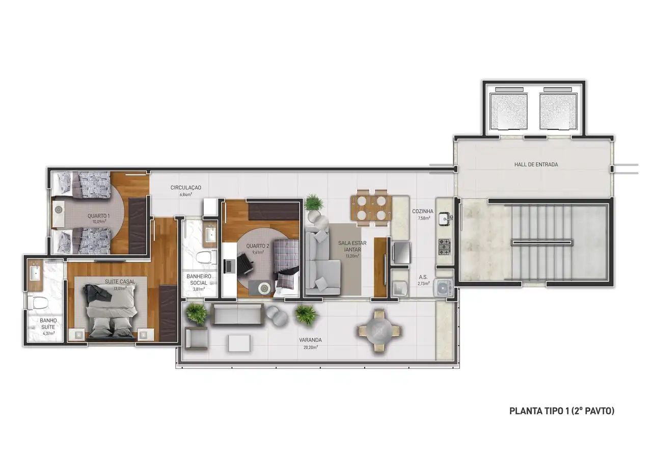 Revenda Imoveis MG - Apartamentos de 2 e 3 Quartos no Sagrada Familia - Vistas - Apartamento_tipo_c_varanda_-_1_pavimento