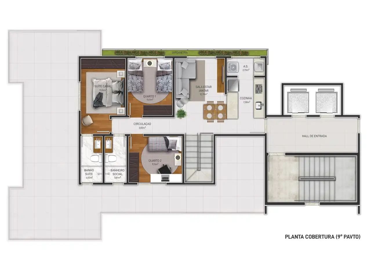 Revenda Imoveis MG - Apartamentos de 2 e 3 Quartos no Sagrada Familia - Vistas - Cobertura_duplex_-_1_pavimento(2)