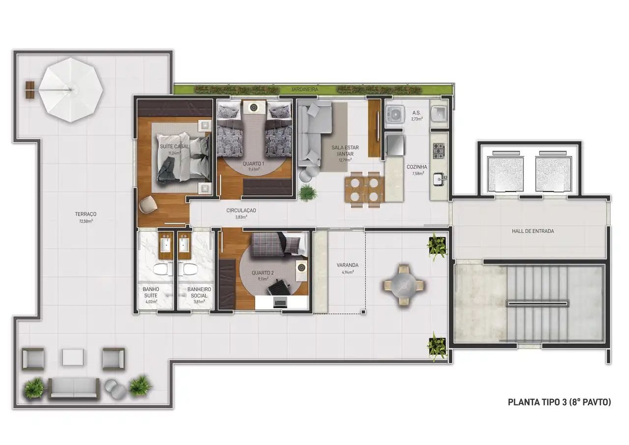 Revenda Imoveis MG - Apartamentos de 2 e 3 Quartos no Sagrada Familia - Vistas - Cobertura_linear_-_8_pavimento