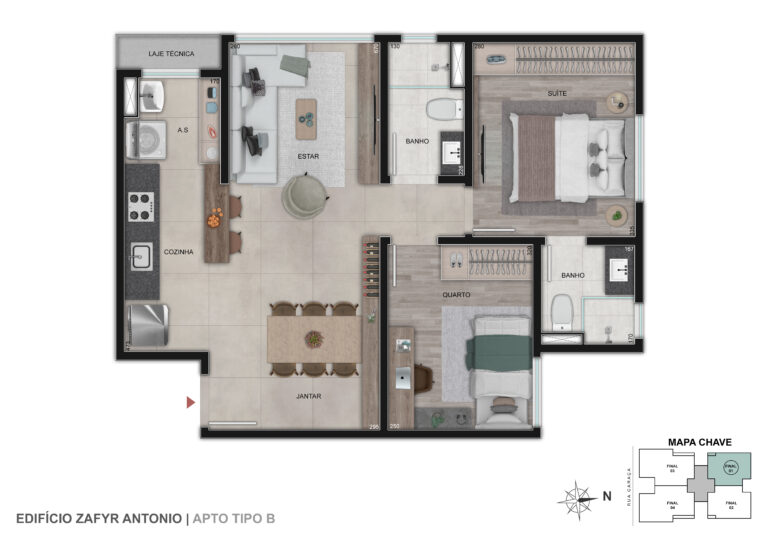 Revenda Imoveis MG - Apartamento 2 e 3 quartos no Serra - Zafyr Antônio de Oliveira - planta 3