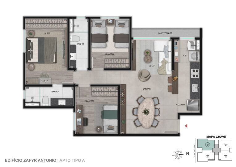 Revenda Imoveis MG - Apartamento 2 e 3 quartos no Serra - Zafyr Antônio de Oliveira - planta 4