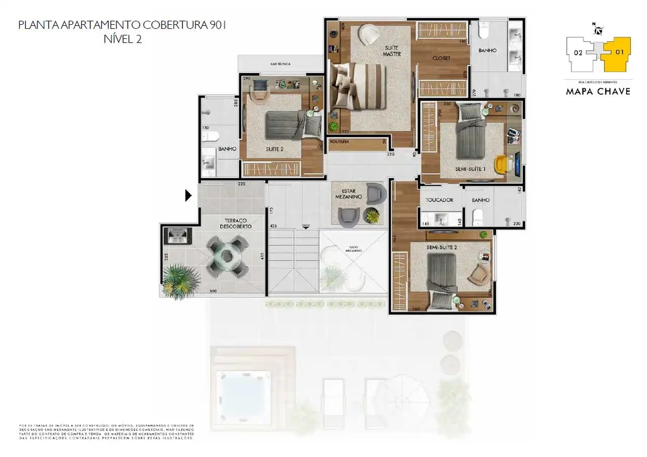 Apartamentos de 4 quartos à venda no Castelo, BH Ed. Évora Cobertura_-_2_pavimento