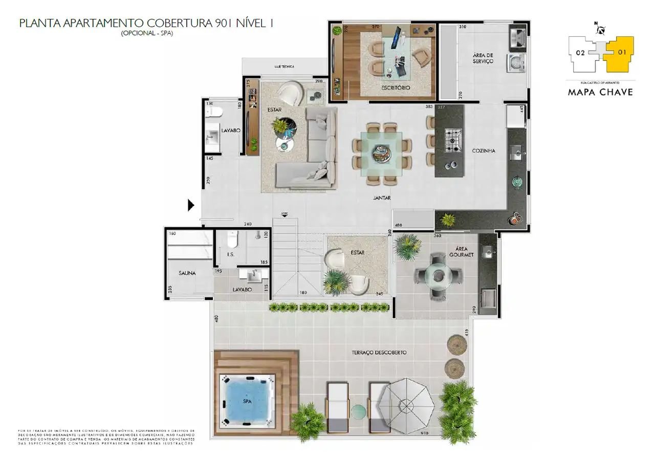 Apartamentos de 4 quartos à venda no Castelo, BH Ed. Évora Cobertura_opcao_01_-_1_pavimento