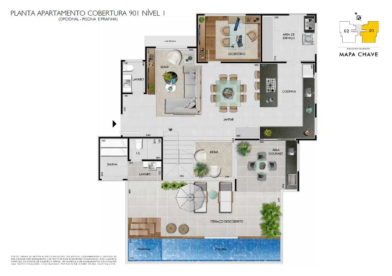Apartamentos de 4 quartos à venda no Castelo, BH Ed. Évora Cobertura_opcao_02_-_1_pavimento